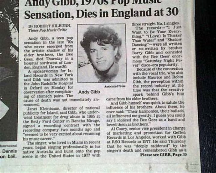 
Andy Gibb Obituary, What was Andy Gibb Cause of Death? 