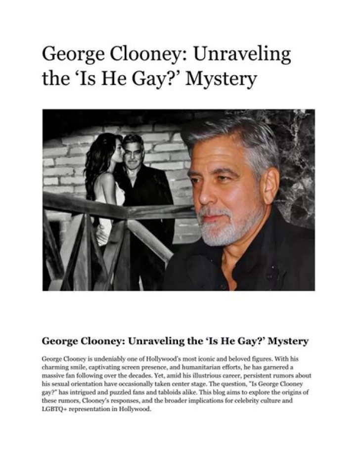 Is George Clooney Secretly Gay? Addressing His Sexuality