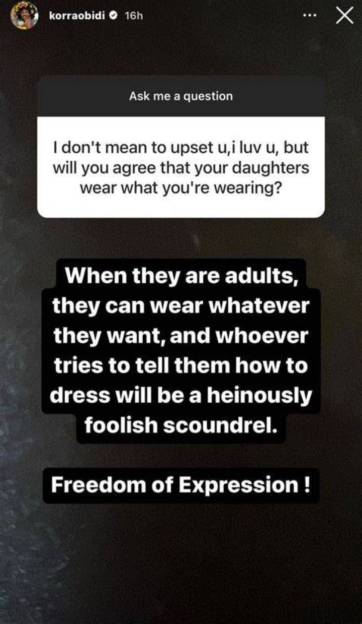 
Korra Obidi Said Her Daughters Are Free To Wear Anything They Want 