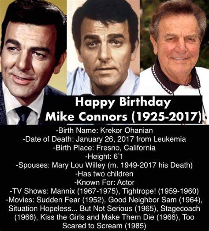 Mike Connors - Trivia, Family, Bio