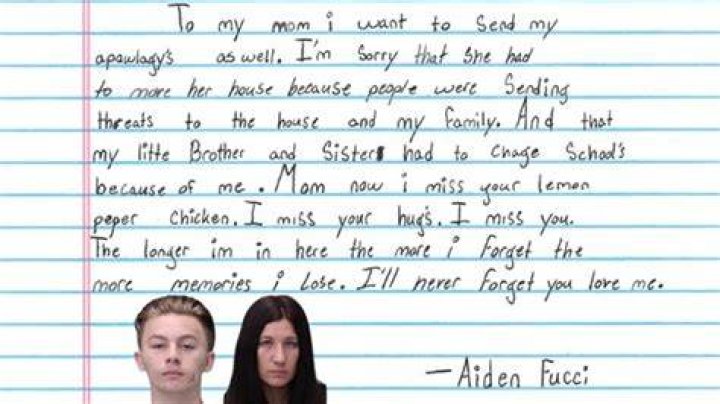 ‘Miss your lemon pepper chicken’: Convicted teen killer Aiden Fucci writes apology letter to victim’s family