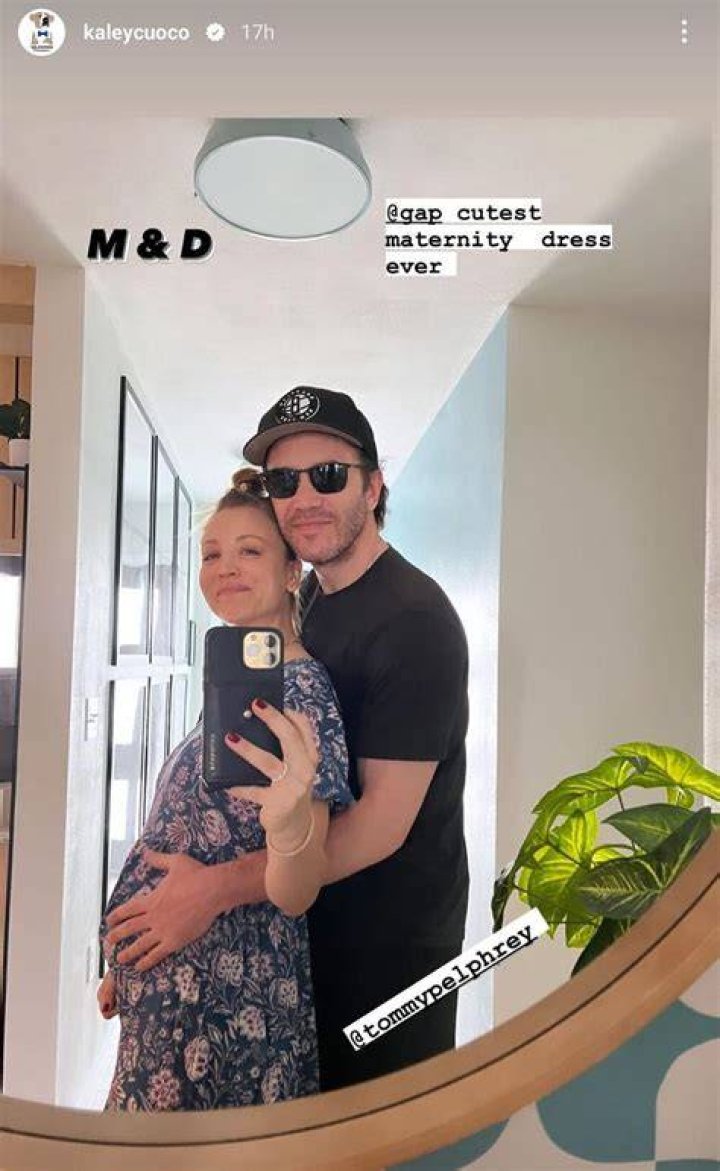 
Pregnant Kaley Cuoco Poses with Tom Pelphrey as They Share Sweet Gift for Baby: ‘Future Footballer’ 