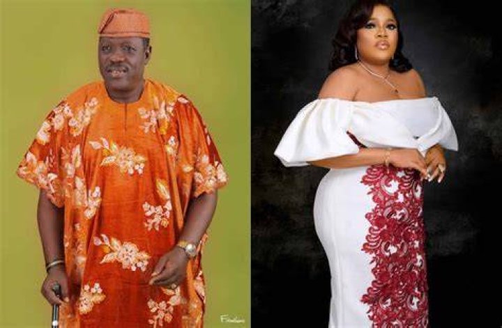 
Toyin Abraham receives a surprise from senior colleague, Taiwo Hassan 