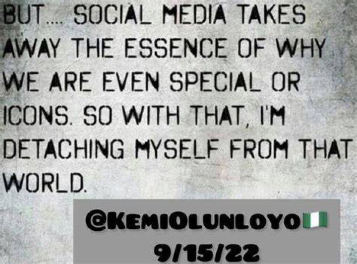 
Why I Am Quitting Social Media For Good And Detaching Myself From The World– Kemi Olunloyo 
